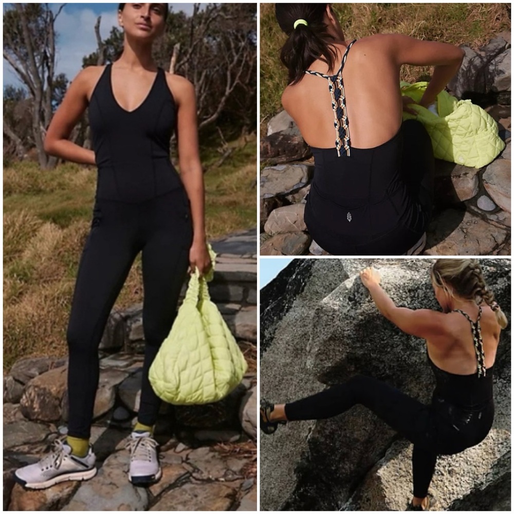 Black Women’s Active Jumpsuit with Strappy Back